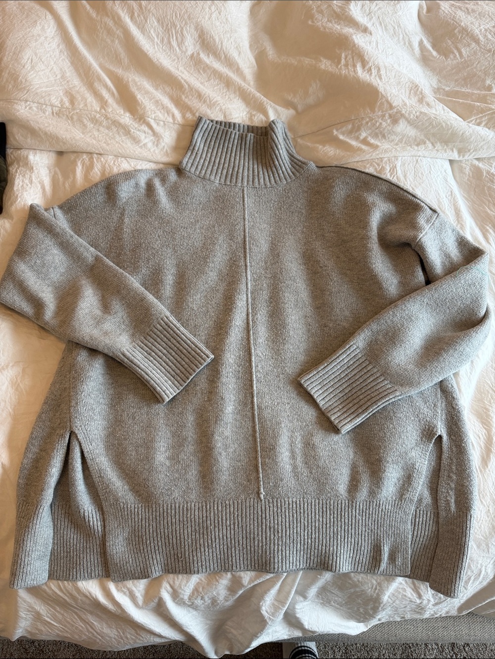 French Connection Light Grey Ribbed Mock Neck Sweater